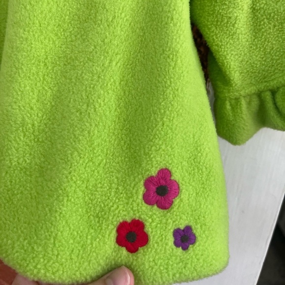 Marks & Spencer Baby Y2K Fleece Neon Green Jacket With Flowers Size 12-18 Months - Picture 4 of 10